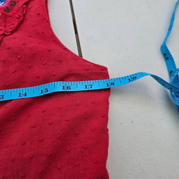Embroidered Peplum Sleeveless Top Red Johnny Was Look Boho Hippie Folk Small - Picture 4 of 6